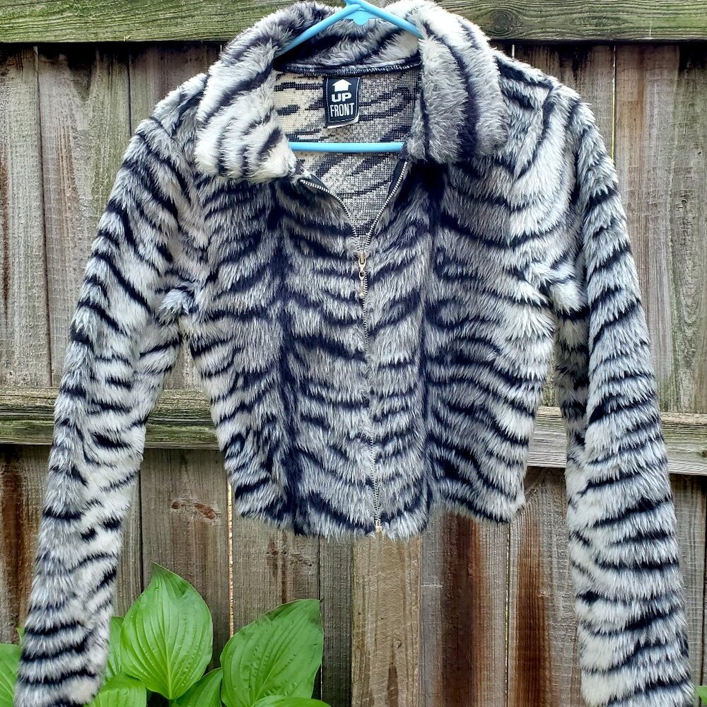 Fuzzy zebra jacket